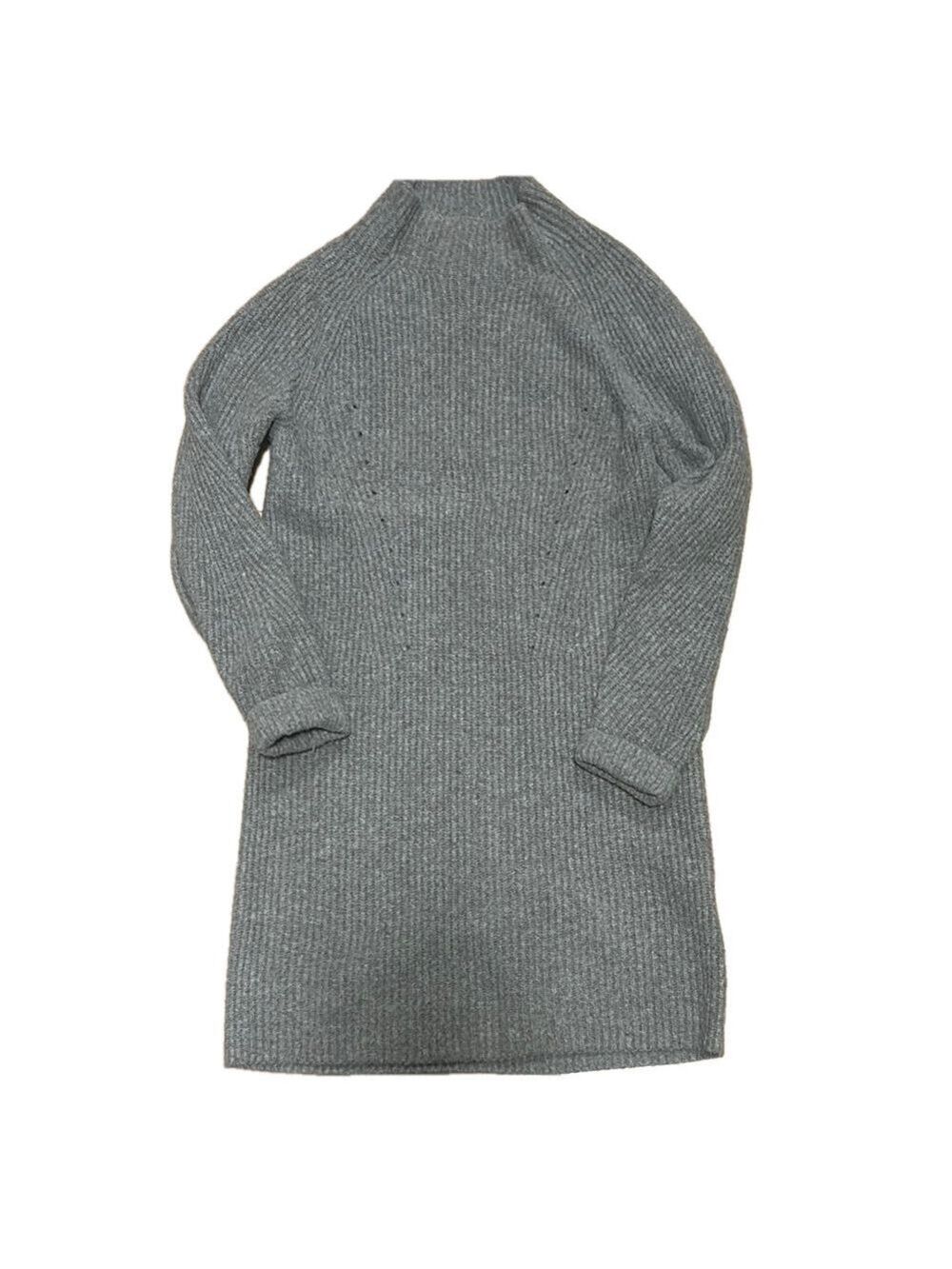 Cozy Gray Knit Sweater Dress